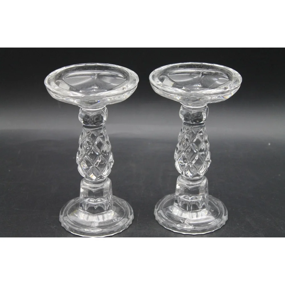 Marquis by Waterford Crystal Candlesticks Set of 2 Pillar Candle Holders w Box